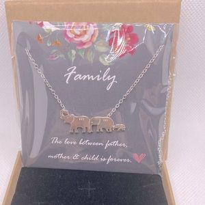 925 Elephant Family Pendant Necklace